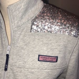 Vineyard Vines silver sequined shep shirt